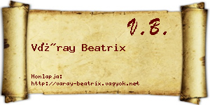Váray Beatrix névjegykártya